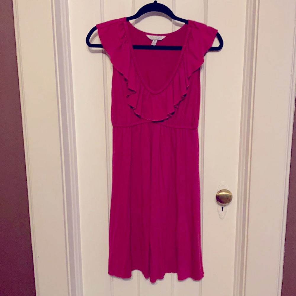 Pink V-Neck Mini Dress